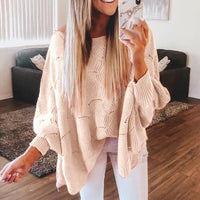 Pull Poncho Tricot Vague — Ourlet Festonné Oversize