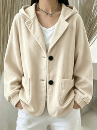 Veste oversize femme en velours côtelé à capuche
