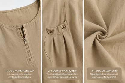 Robe mi-longue zippée avec poches