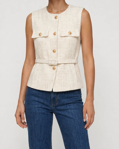 Gilet Texturé Femme avec Ceinture