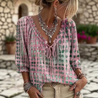 Chemise Tendance à Motif Ethnique et Pois